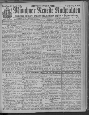 Münchner neueste Nachrichten Samstag 18. August 1888