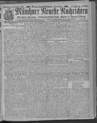 Münchner neueste Nachrichten Sonntag 19. August 1888