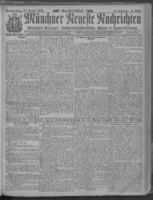 Münchner neueste Nachrichten Donnerstag 23. August 1888