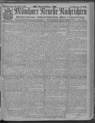 Münchner neueste Nachrichten Donnerstag 23. August 1888