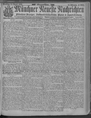 Münchner neueste Nachrichten Freitag 24. August 1888