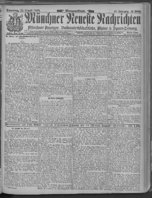 Münchner neueste Nachrichten Samstag 25. August 1888