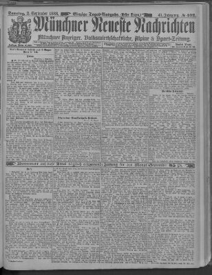 Münchner neueste Nachrichten Sonntag 2. September 1888