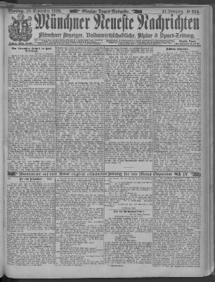 Münchner neueste Nachrichten Montag 10. September 1888