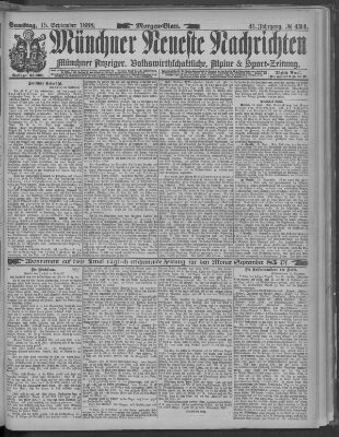 Münchner neueste Nachrichten Samstag 15. September 1888