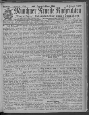 Münchner neueste Nachrichten Mittwoch 19. September 1888