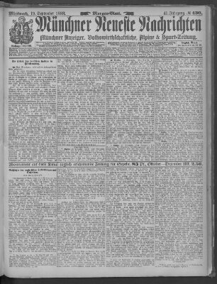 Münchner neueste Nachrichten Mittwoch 19. September 1888