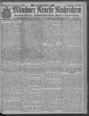 Münchner neueste Nachrichten Mittwoch 26. September 1888