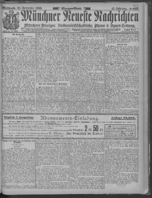 Münchner neueste Nachrichten Mittwoch 26. September 1888