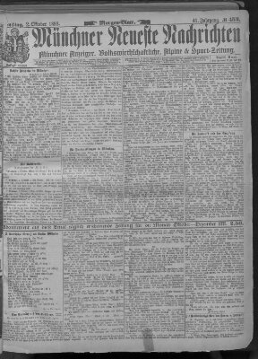 Münchner neueste Nachrichten Dienstag 2. Oktober 1888