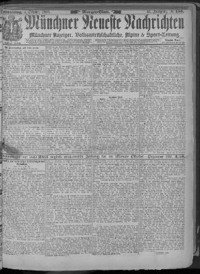 Münchner neueste Nachrichten Donnerstag 4. Oktober 1888