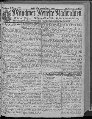 Münchner neueste Nachrichten Dienstag 9. Oktober 1888