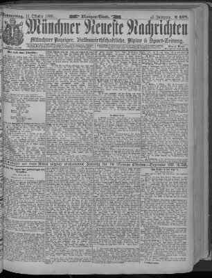 Münchner neueste Nachrichten Donnerstag 11. Oktober 1888