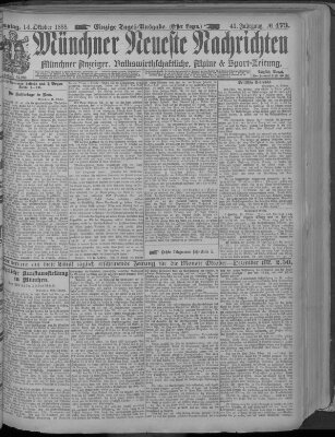 Münchner neueste Nachrichten Sonntag 14. Oktober 1888