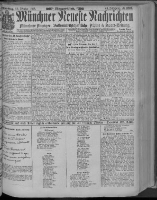 Münchner neueste Nachrichten Donnerstag 18. Oktober 1888