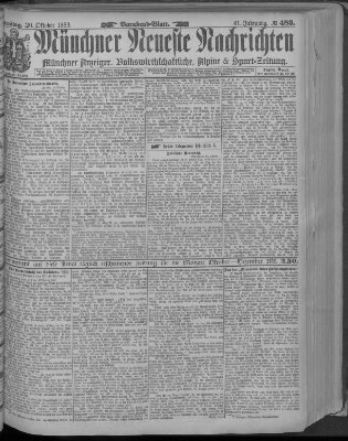 Münchner neueste Nachrichten Samstag 20. Oktober 1888