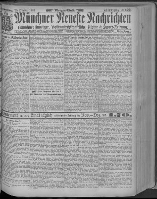 Münchner neueste Nachrichten Donnerstag 25. Oktober 1888