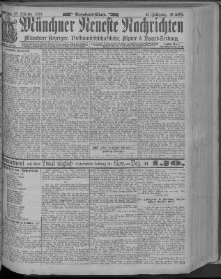 Münchner neueste Nachrichten Samstag 27. Oktober 1888