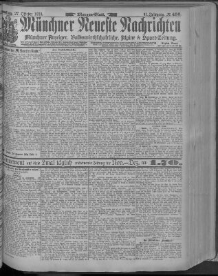 Münchner neueste Nachrichten Samstag 27. Oktober 1888