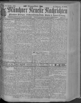 Münchner neueste Nachrichten Dienstag 30. Oktober 1888