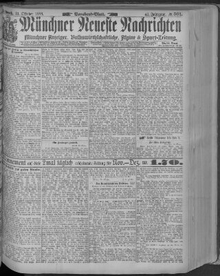 Münchner neueste Nachrichten Mittwoch 31. Oktober 1888