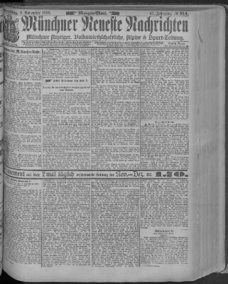 Münchner neueste Nachrichten Donnerstag 8. November 1888