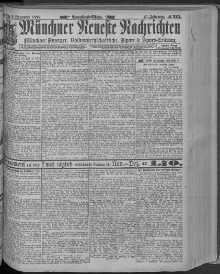 Münchner neueste Nachrichten Freitag 9. November 1888