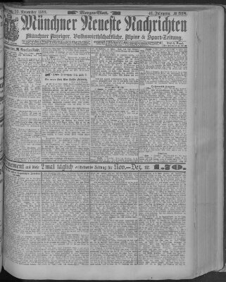 Münchner neueste Nachrichten Samstag 10. November 1888