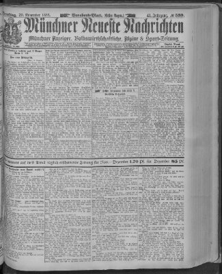 Münchner neueste Nachrichten Dienstag 20. November 1888