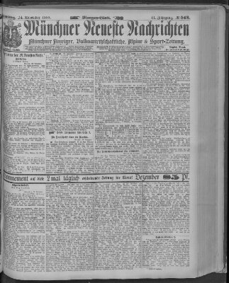 Münchner neueste Nachrichten Samstag 24. November 1888