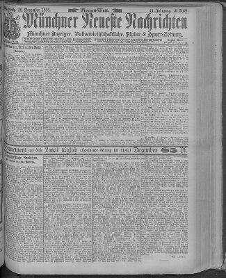 Münchner neueste Nachrichten Mittwoch 28. November 1888