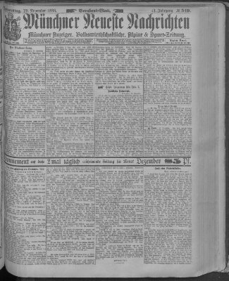 Münchner neueste Nachrichten Donnerstag 29. November 1888