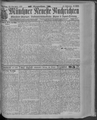 Münchner neueste Nachrichten Donnerstag 29. November 1888