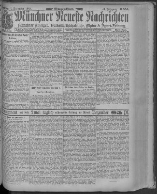 Münchner neueste Nachrichten Samstag 1. Dezember 1888