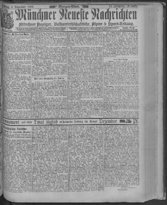 Münchner neueste Nachrichten Dienstag 4. Dezember 1888