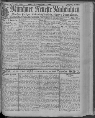 Münchner neueste Nachrichten Donnerstag 6. Dezember 1888