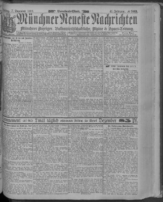 Münchner neueste Nachrichten Freitag 7. Dezember 1888