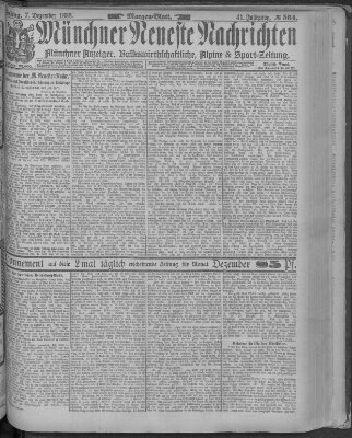 Münchner neueste Nachrichten Freitag 7. Dezember 1888