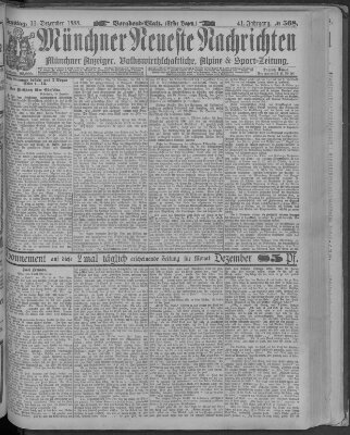 Münchner neueste Nachrichten Dienstag 11. Dezember 1888