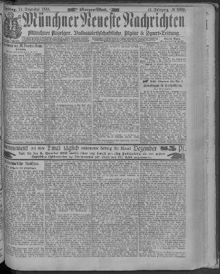 Münchner neueste Nachrichten Dienstag 11. Dezember 1888