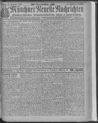 Münchner neueste Nachrichten Dienstag 18. Dezember 1888