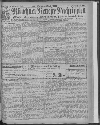 Münchner neueste Nachrichten Mittwoch 19. Dezember 1888