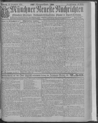 Münchner neueste Nachrichten Mittwoch 19. Dezember 1888