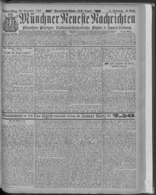 Münchner neueste Nachrichten Donnerstag 20. Dezember 1888