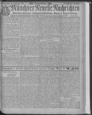 Münchner neueste Nachrichten Donnerstag 20. Dezember 1888