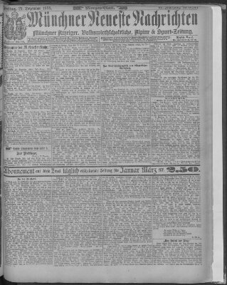 Münchner neueste Nachrichten Freitag 21. Dezember 1888