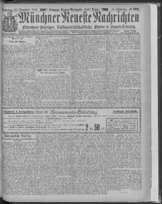 Münchner neueste Nachrichten Sonntag 23. Dezember 1888