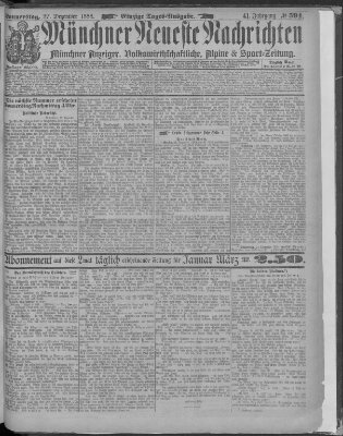 Münchner neueste Nachrichten Donnerstag 27. Dezember 1888