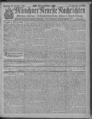 Münchner neueste Nachrichten Freitag 28. Dezember 1888