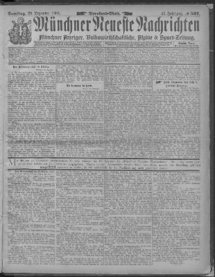 Münchner neueste Nachrichten Samstag 29. Dezember 1888